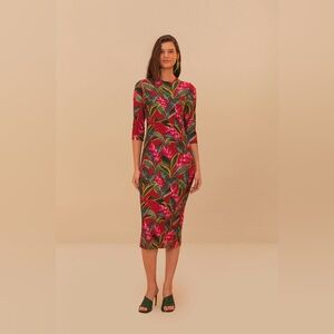 Farm Rio: Red Dream Garden Jersey Midi Dress